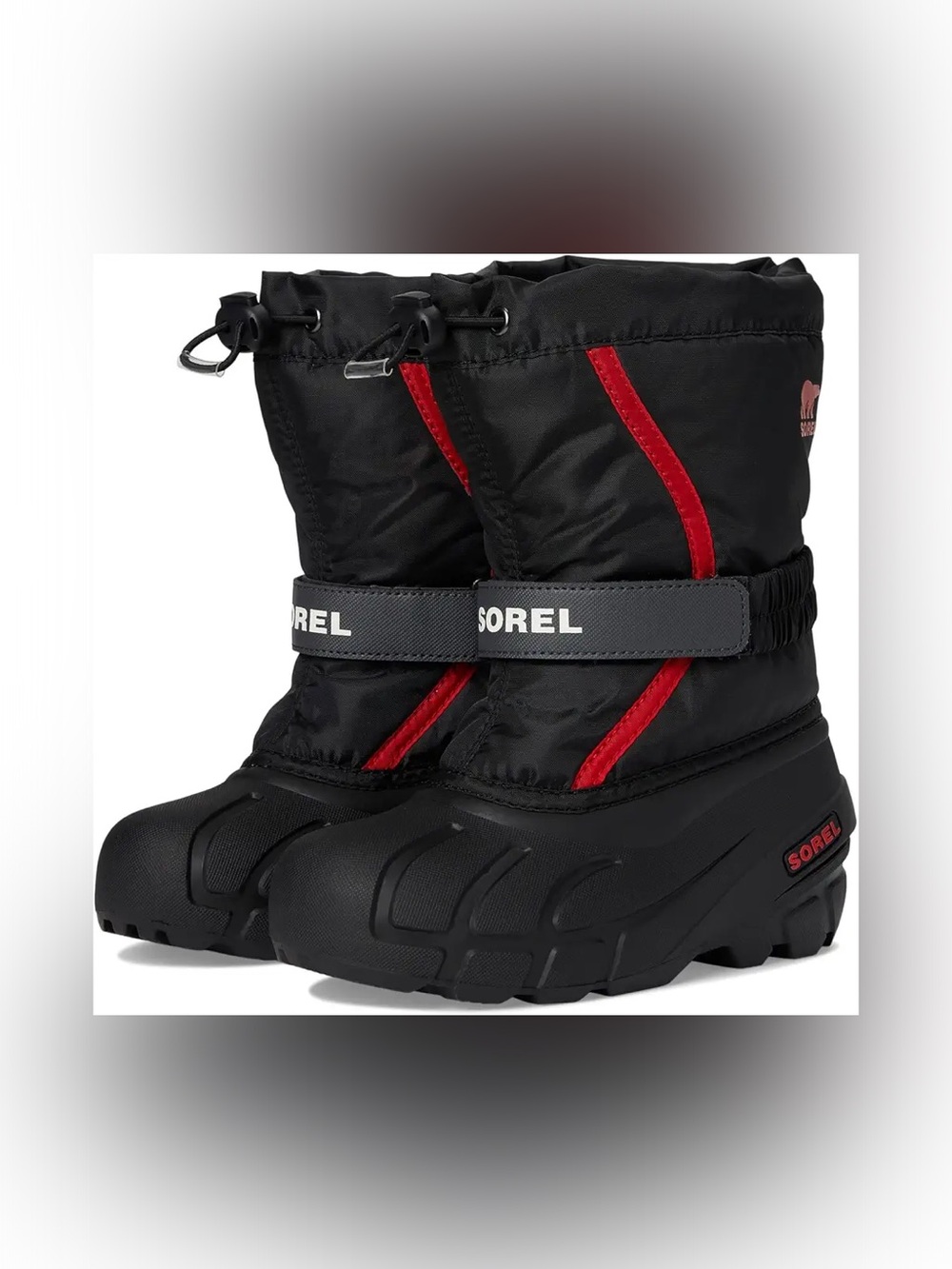 Sorel - Unisex Kids Pull On Lined Winter  Flurry Boots - Size 12 - Red & Black
